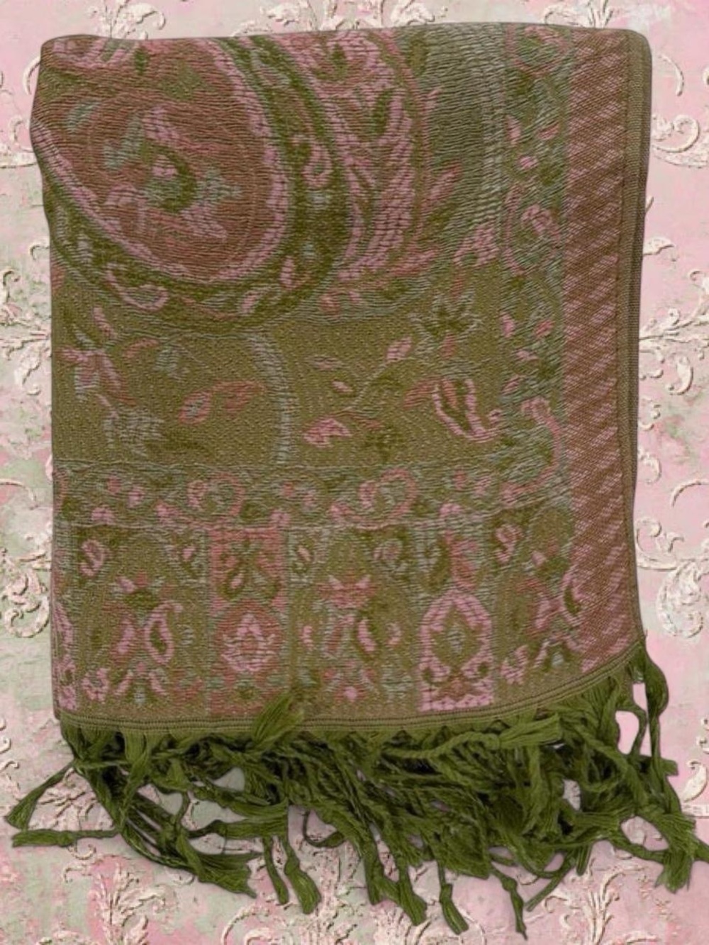 New | Limited Edition: Light Green Pastel Multicolor Pashmina Shawl